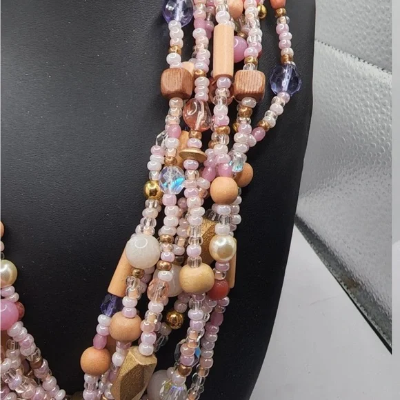 🔴SOLD🔴FIRM Joan Rivers Pink Multi-Strand Torsade Necklace lot#11 - Picture 6 of 7
